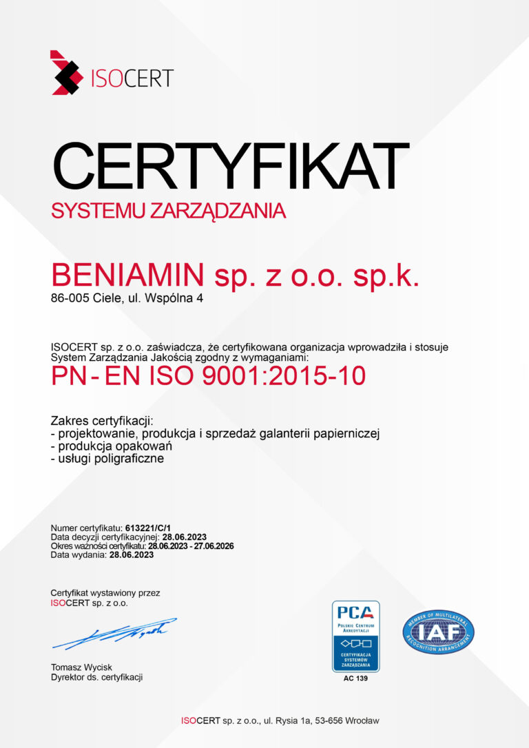 ISO Cert - Certyfikat systemu zarządzania